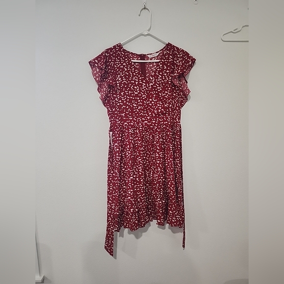 Patpat Womens Large Red Short Sleeve Midi Dress With Tie - Picture 1 of 9